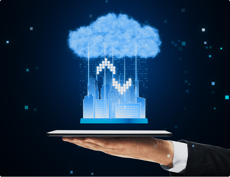 close up businessman hands holding cellphone with cloud computing hologram smart city wireless internet communication with cloud storage cloud services download upload data server 1
